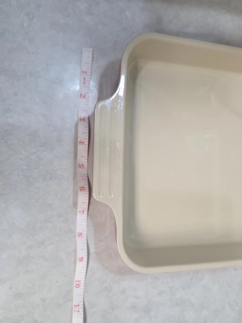Le Creuset Square Baking Pan with Red Exterior and Cream Interior